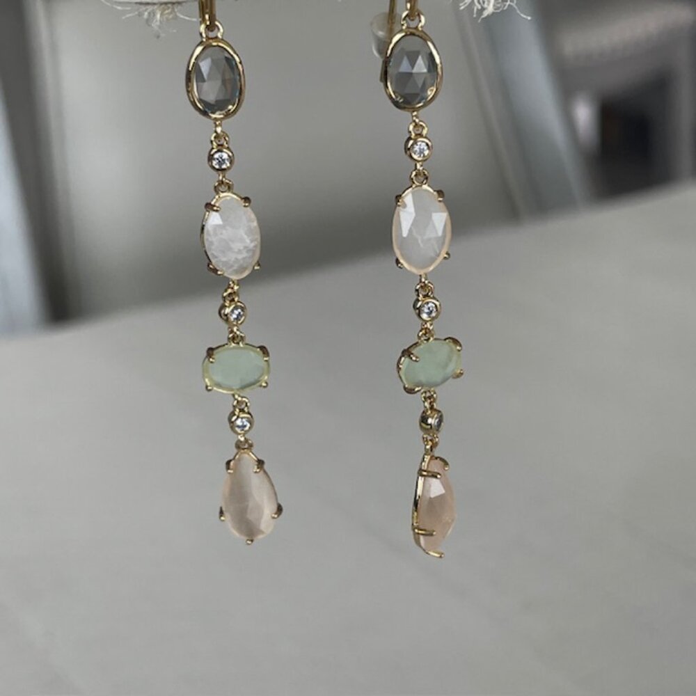 ANTHROPOLOGIE STONE DROP EARRINGS RHINESTONES NWT - Picture 6 of 7